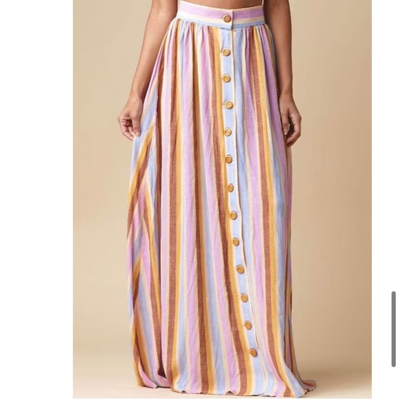 NWT Priyanka Chopra montce Mallorca Stripe Cotton Edith Skirt size XS